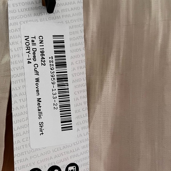 NWT Ivory tall mandarin collar button down shirt - Picture 7 of 8